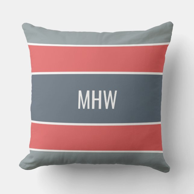 Stripes Pattern custom monogram throw pillows (Front)