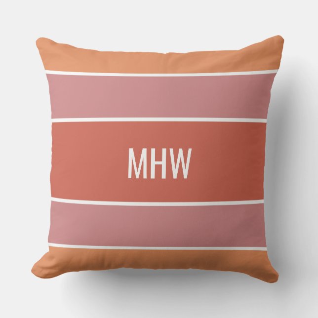 Stripes Pattern custom monogram throw pillows (Front)
