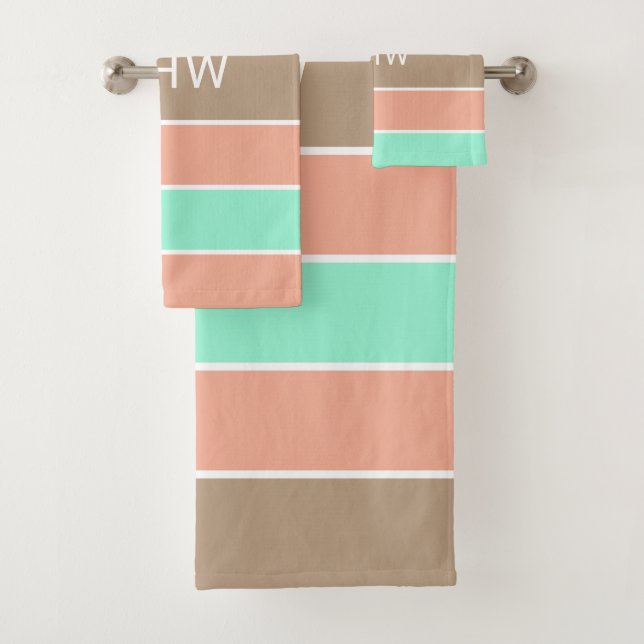 Stripes Pattern Custom Monogram towel set (Insitu)