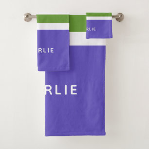 Stripes Pattern Custom Monogram towel set