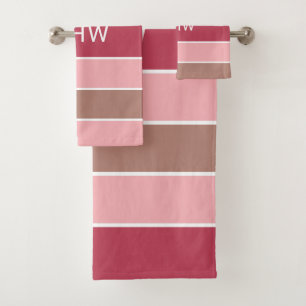 Stripes Pattern Custom Monogram towel set