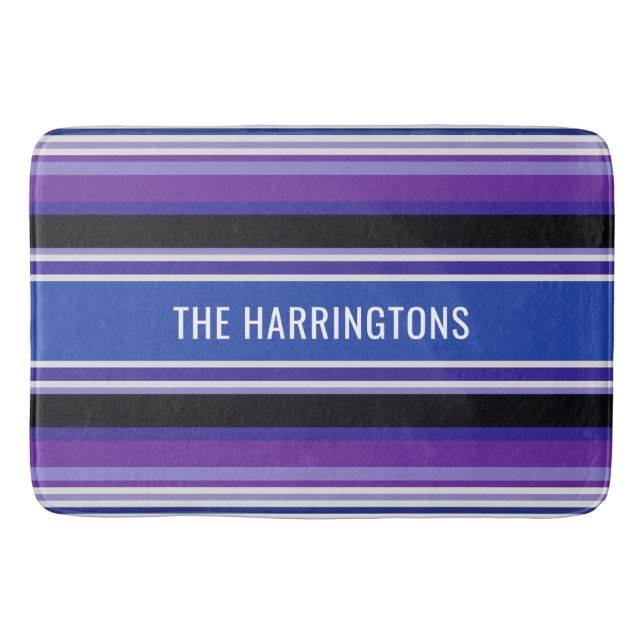 Stripes pattern custom name bath mats (Front)
