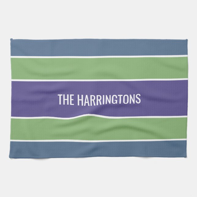 Stripes Pattern custom name hand towel (Horizontal)