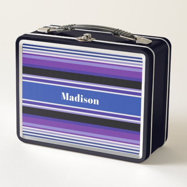 Stripes Pattern custom name lunch boxes (Front)