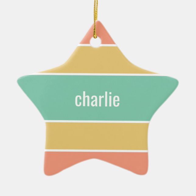 Stripes Pattern custom name ornament (Front)