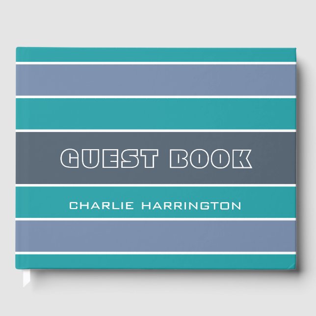 Stripes Pattern custom text guest book (Front)