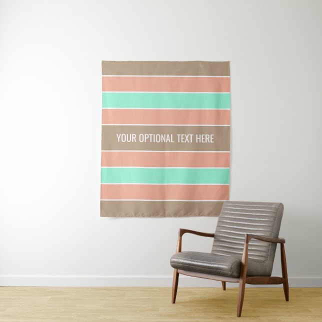 Stripes pattern custom text tapestries (In Situ)