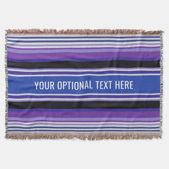 Stripes Pattern custom text throw blanket (Front)