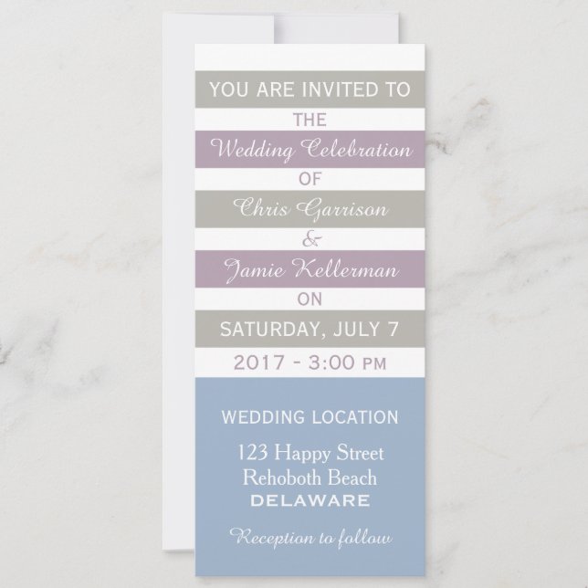 Stripes Pattern custom wedding nvitation Invitation (Front)