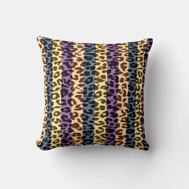 Stripes pattern leopard fur abstract cushion (Front)