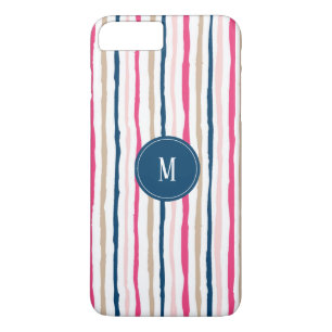 Stripes Pattern Monogram iPhone 8 Plus/7 Plus Case