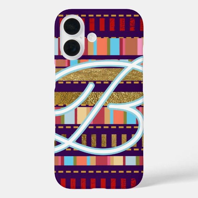 Stripes pattern & name COOL Case-Mate iPhone Case (Back)
