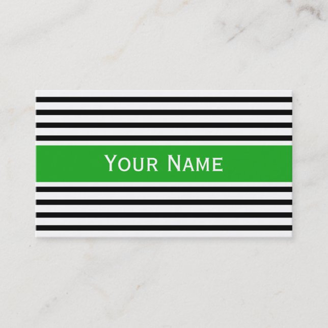 Stripes Pattern narrow black + your backg. & text Business Card (Front)