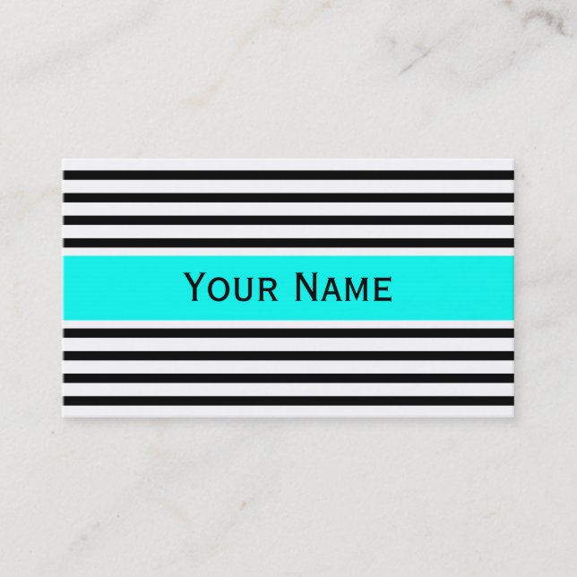 Stripes Pattern narrow black + your backg. & text Business Card (Front)