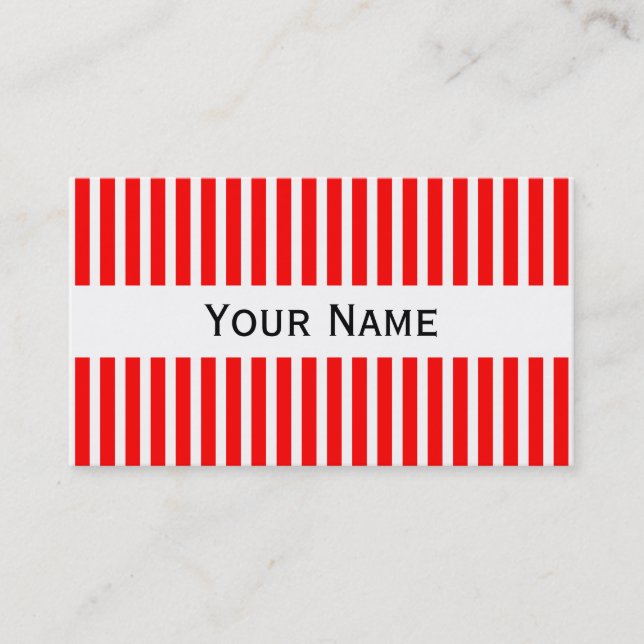 Stripes Pattern narrow white + your backg. & text Business Card (Front)
