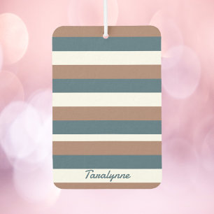 Stripes Pattern Personalise Brown Teal White Car Air Freshener