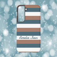Stripes Pattern Personalise Brown Teal White