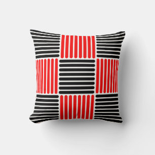 Stripes Pattern Pillow in Red and Black colours