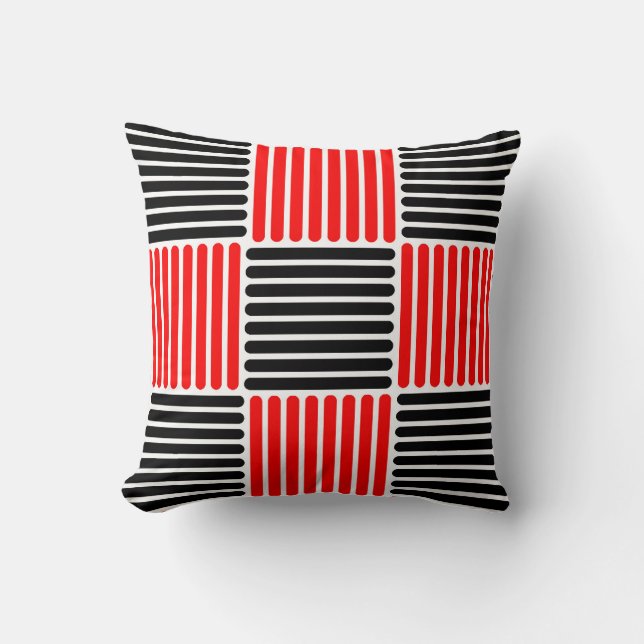 Stripes Pattern Pillow in Red and Black colours (Front)