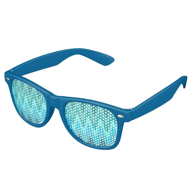 Stripes Pattern - sinus zigzag - cyan Retro Sunglasses (Angled)