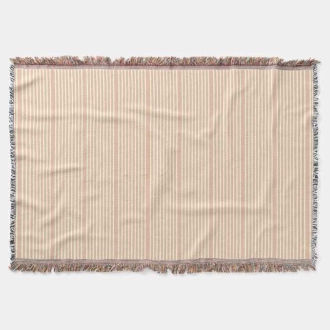 Stripes pattern two tone pink cream throw blanket (Front)