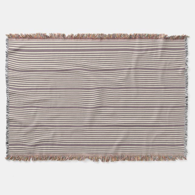Stripes pattern two tone purple cream throw blanket (Front)