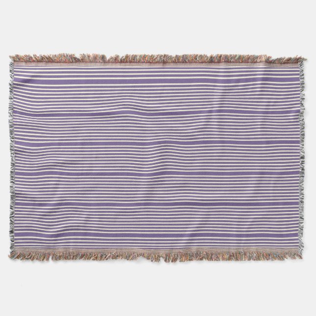 Stripes pattern two tone purple cream throw blanket (Front)