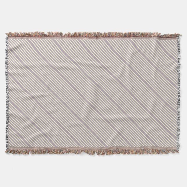 Stripes pattern two tone purple lilac cream throw blanket (Front)