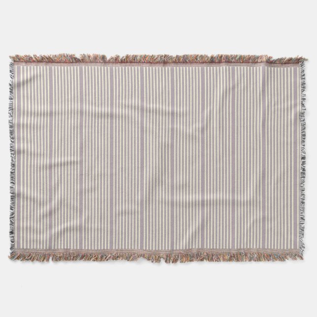 Stripes pattern two tone purple lilac cream throw blanket (Front)
