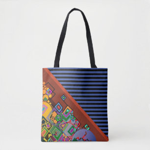 Stripes Pattern wide orange + abstract art Tote Bag