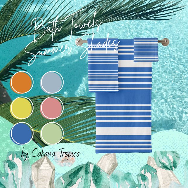 Stripes Periwinkle Blue & White  Bath Towel Set (Creator Uploaded)