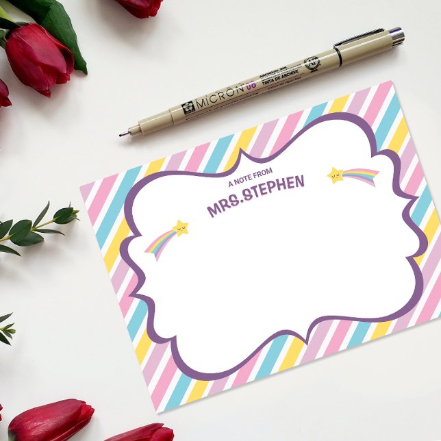 Stripes Personalised Teacher Stationery Note  Thank You Card (Creator Uploaded)