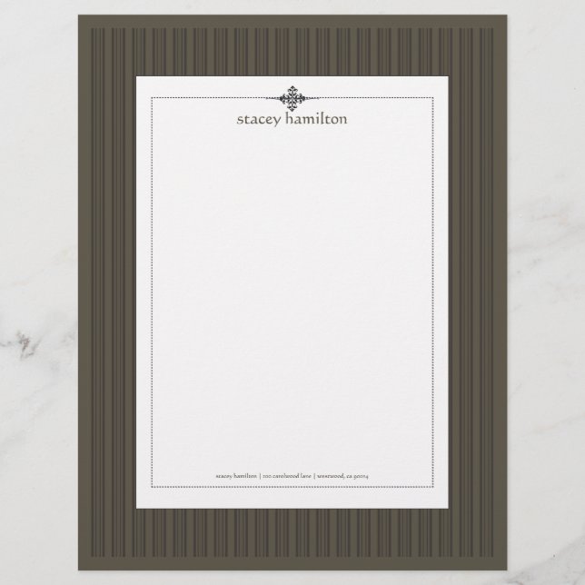 Stripes ~ pin strips + graphite background personalized letterhead (Front)