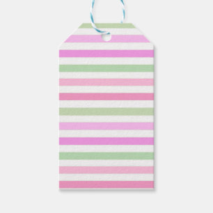 Stripes, pink, green gift tags