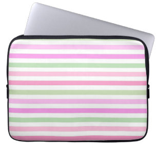 Stripes, pink, green laptop sleeve