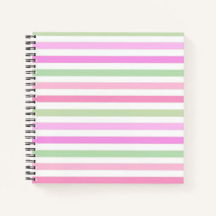 Stripes, pink, green notebook