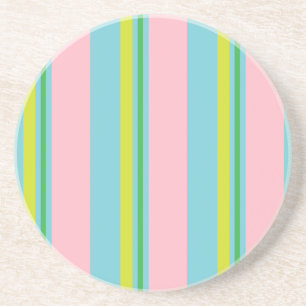 Stripes/Pink Light Blue Yellow & Lime Green Coaster