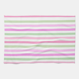 Stripes, pink tea towel
