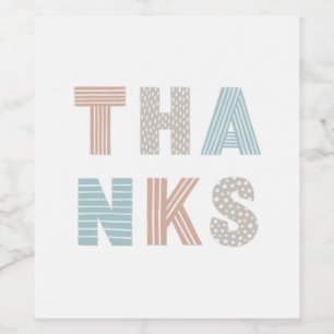 Stripes & Polka Dots Thank You Typography Party Wine Label