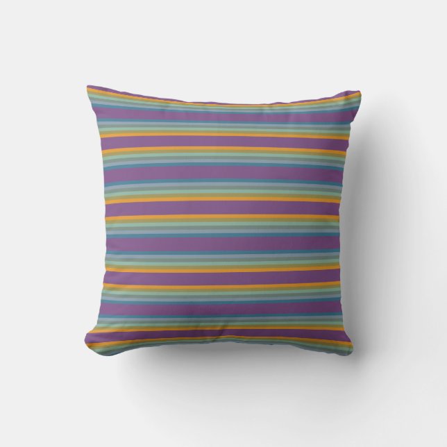 Stripes - Purple Blue Yellow Cushion (Front)