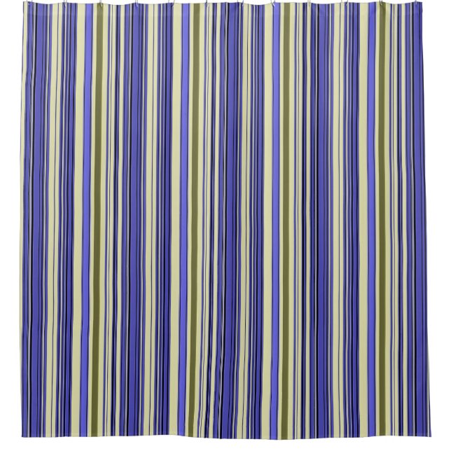 Stripes - Purple Blue Yellow Green Shower Curtain (Front)