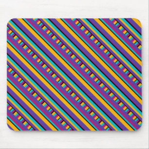 Stripes purple yellow blue mouse pad
