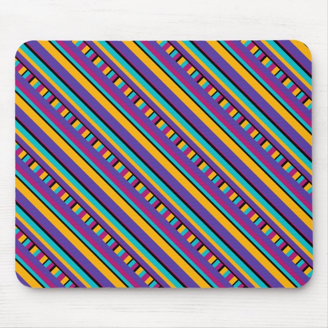 Stripes purple yellow blue mouse pad (Front)