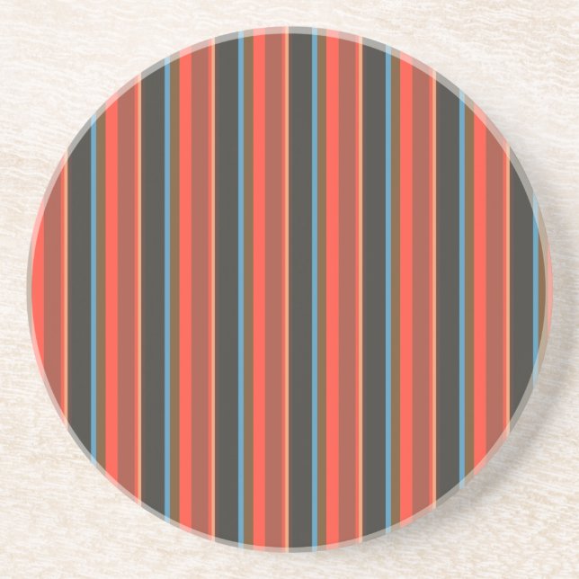 Stripes/Red Brown Black Blue & Tan Coaster (Front)