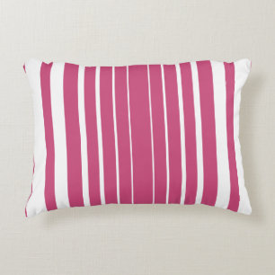 Stripes Red Raspberry White Vertical  Decorative Cushion