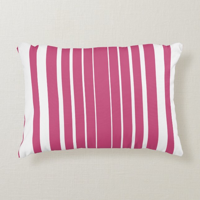 Stripes Red Raspberry White Vertical  Decorative Cushion (Front)