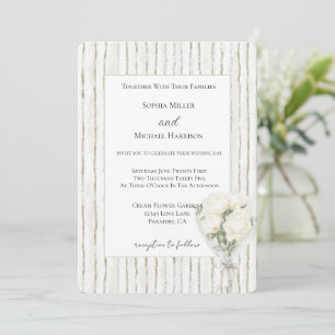 Stripes Roses Floral Bouquet Love Wedding Invitation