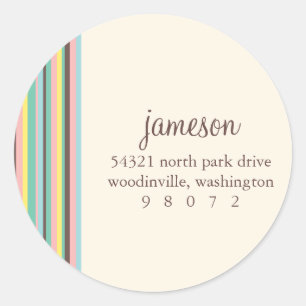 Stripes Round Address Label