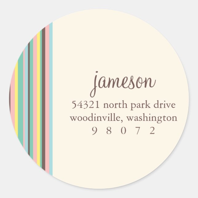 Stripes Round Address Label (Front)