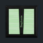 Stripes Sage Green Black White Custom Name Cute Gift Box<br><div class="desc">Designed with beautiful,  stylish and trendy sage green white stripe patterns with text template for custom name! Makes a great personalised home decor gift or party favour!</div>